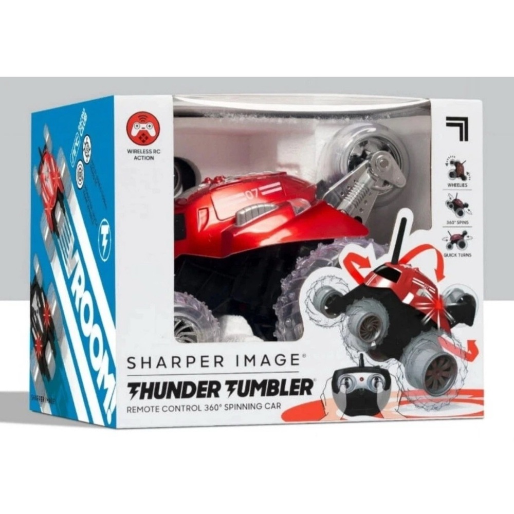 Sharper Image Thunder Tumbler Remote Control, 49 MHz, Red 360 Spinning Car